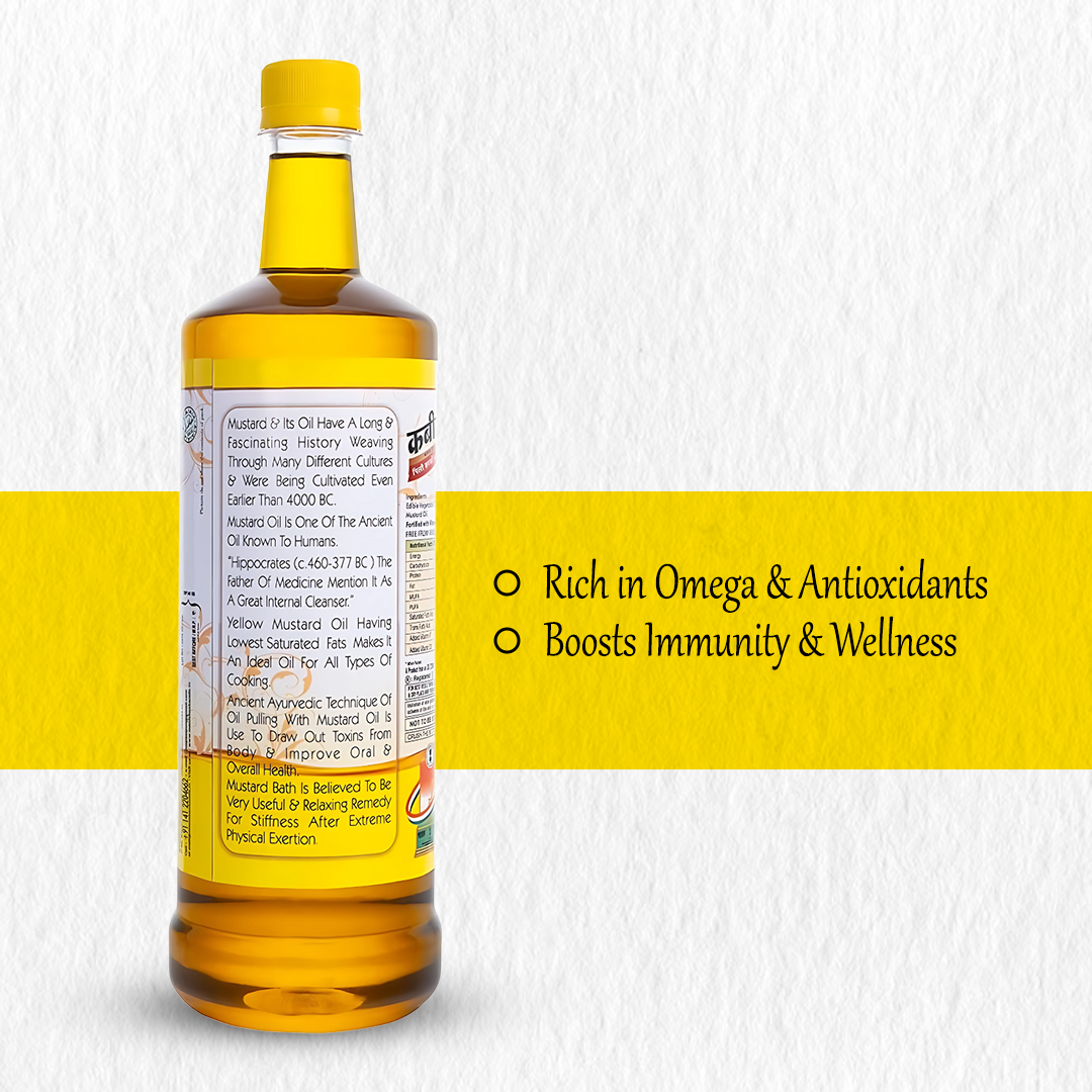 Kabira Yellow Mustard Oil 1L | Cold-Pressed & 100% Pure | Naturally Extracted