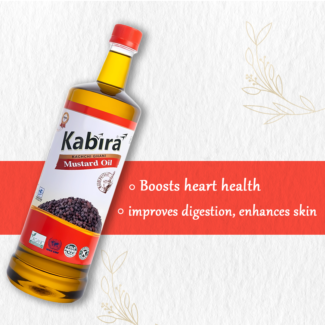 Kabira Kachchi Ghani Mustard Oil 1L | Cold-Pressed & 100% Pure | Naturally Extracted