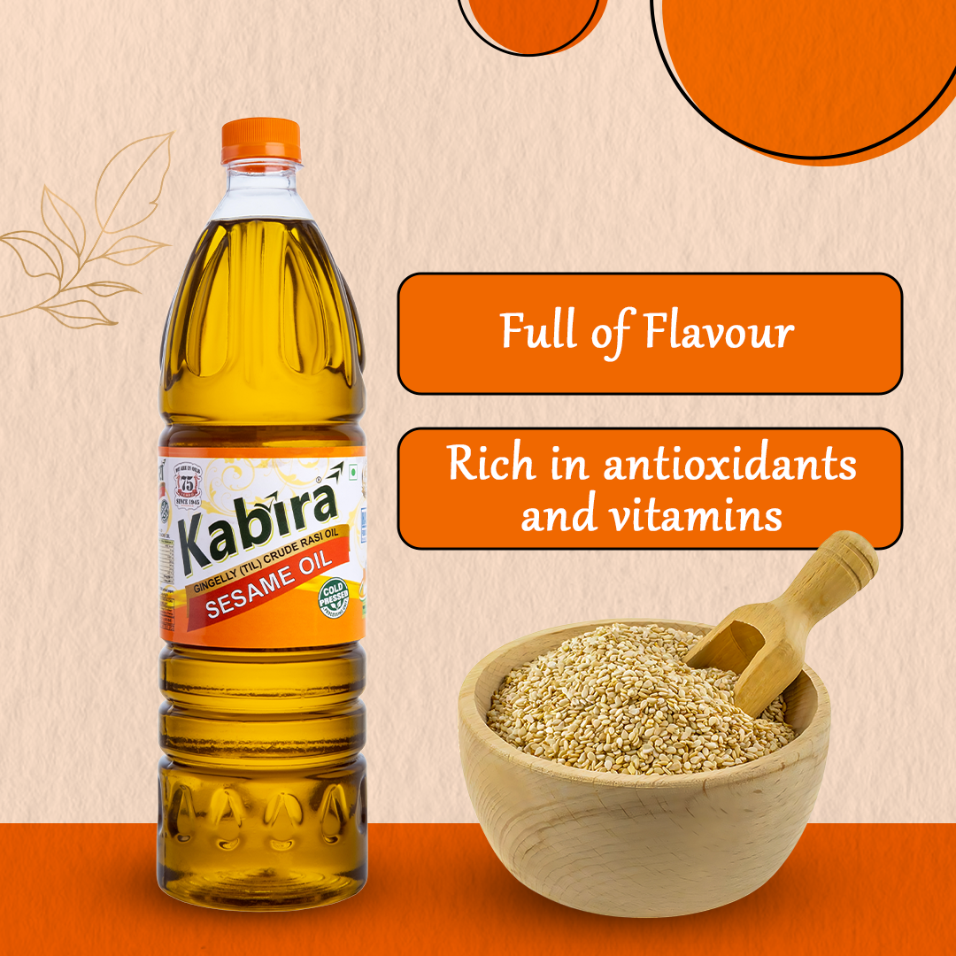 Kabira Sesame (Gingelly) Oil 1L | Cold-Pressed & 100% Pure | Naturally Extracted