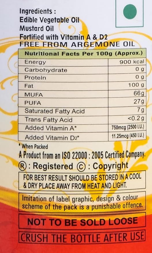 Kabira Kachchi Ghani Mustard Oil 1L | Cold-Pressed & 100% Pure | Naturally Extracted